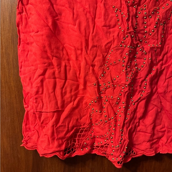 Forever 21 Women’s Vibrant Red Studded Blouse - Size Large - Picture 5 of 5